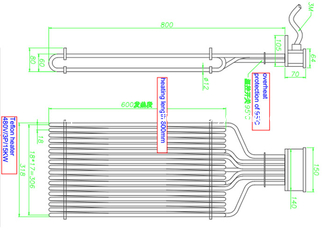 480V 600mm Multi Tube  Immersion Heater , Industrial Immersion Heater Vertical