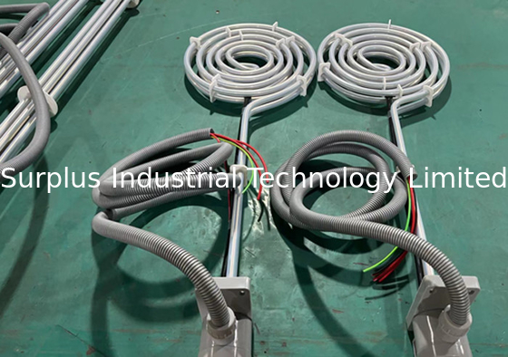 480V 1P 4KW PTFE Immersion Heater Spiral Shaped PTFE Heater For Heating Chemical Tank Liquid